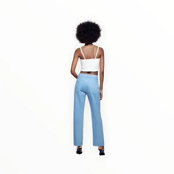 ZARA | Sky Blue | STRAIGHT LEG JEANS - Picture 6 of 12